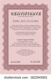 Red Sample Certificate.  Good design.  With background.  Vector illustration. 
