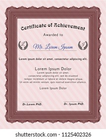 Red Sample Certificate. With great quality guilloche pattern. Perfect design. Vector illustration. 