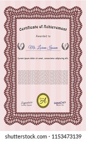 Red Sample Certificate. With great quality guilloche pattern. Money style design. Customizable, Easy to edit and change colors. 