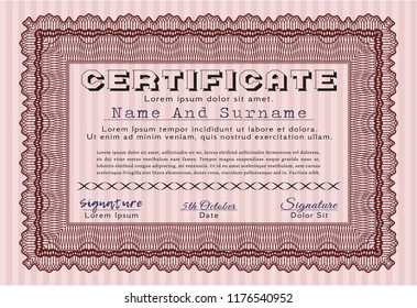 Red Sample Certificate. With guilloche pattern and background. Customizable, Easy to edit and change colors. Nice design. 