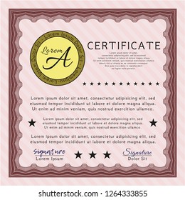 Red Sample Certificate. With guilloche pattern and background. Excellent design. Vector illustration. 