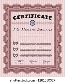 Red Sample Certificate. With guilloche pattern. Beauty design. Detailed. 