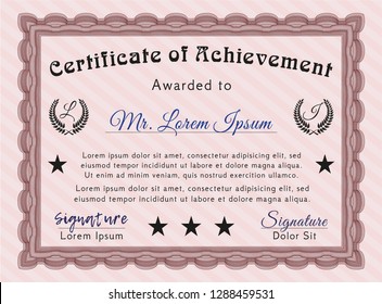Red Sample Certificate. With guilloche pattern and background. Money Pattern design. Detailed. 