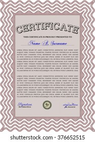 Red Sample Certificate. Modern design. Frame certificate template Vector. With linear background. 