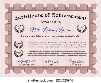 Red Sample Certificate. Money design. Customizable, Easy to edit and change colors. With linear background. 