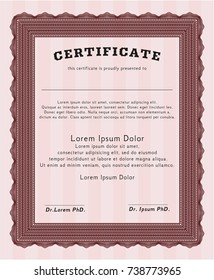 Red Sample Certificate. Money Pattern design. Customizable, Easy to edit and change colors. With complex background. 