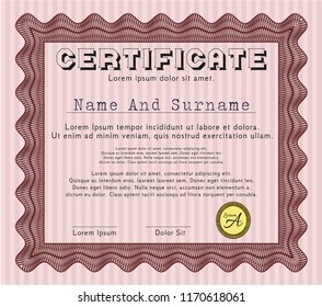 Red Sample Certificate. Money style design. Detailed. With complex background. 