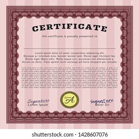 Red Sample Certificate. Nice design. Detailed. With background. 
