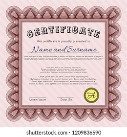 Red Sample Certificate. Printer friendly. Superior design. Customizable, Easy to edit and change colors. 