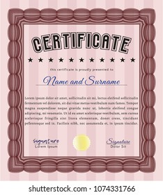Red Sample Certificate. With quality background. Vector illustration. Retro design. 