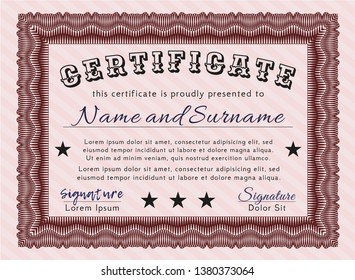 Red Sample Certificate. With quality background. Elegant design. Vector illustration. 