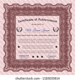 Red Sample Certificate. Retro design. With guilloche pattern. Customizable, Easy to edit and change colors. 