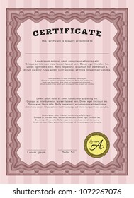 Red Sample Certificate. Sophisticated design. With quality background. Detailed. 