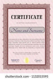 Red Sample Certificate. Sophisticated design. Customizable, Easy to edit and change colors. With guilloche pattern and background. 