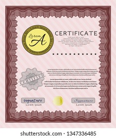 Red Sample Certificate. Sophisticated design. With linear background. Detailed. 
