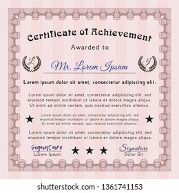 Red Sample Certificate. Sophisticated design. Customizable, Easy to edit and change colors. With guilloche pattern and background. 