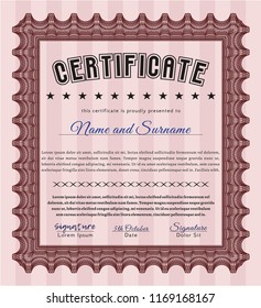 Red Sample Certificate. Superior design. Detailed. With complex linear background. 