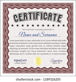 Red Sample Certificate. Vector illustration. With quality background. Sophisticated design. 