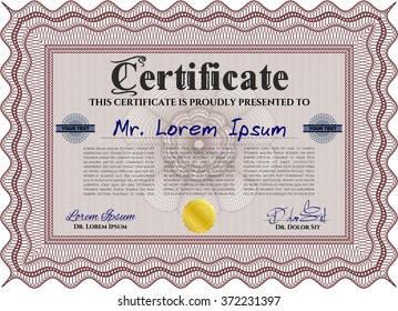 Red Sample Certificate. Vector pattern that is used in money and certificate. With quality background. Artistry design. 