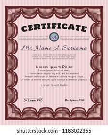 Red Sample Diploma. Artistry design. With quality background. Vector illustration. 