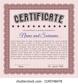 Red Sample Diploma. Artistry design. Customizable, Easy to edit and change colors. With background. 