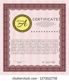 Red Sample Diploma. Artistry design. With great quality guilloche pattern. Customizable, Easy to edit and change colors. 