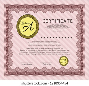 Red Sample Diploma. With background. Customizable, Easy to edit and change colors. Modern design. 