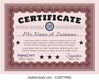 Red Sample Diploma. With background. Detailed. Excellent design. 