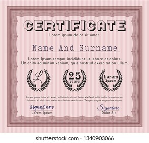 Red Sample Diploma. With background. Detailed. Money Pattern. 