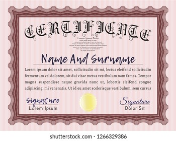 Red Sample Diploma. With background. Money design. Detailed. 
