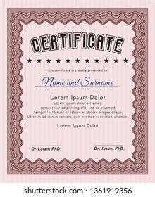 Red Sample Diploma. Beauty design. Detailed. Complex background. 