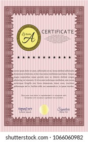  Red Sample Diploma. Complex background. Detailed. Artistry design. 