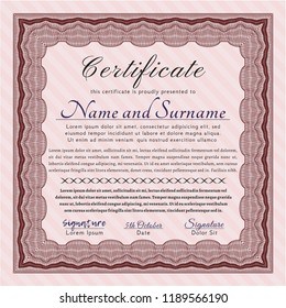 Red Sample Diploma. With complex linear background. Customizable, Easy to edit and change colors. Cordial design. 