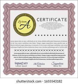 Red Sample Diploma. Herzliches Design. Vektorillustration. Mit hochwertigem Hintergrund. 