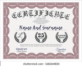Red Sample Diploma. Detailed. With complex background. Sophisticated design. 