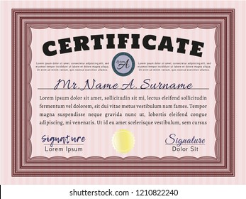 Red Sample Diploma. Detailed. With guilloche pattern. Perfect design. 