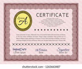 Red Sample Diploma. Detailed. With quality background. Money style design. 