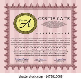 Red Sample Diploma. Detailed. With quality background. Money Pattern. 