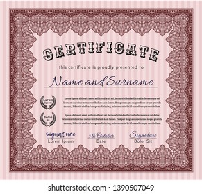 Red Sample Diploma. Easy to print. Vector illustration. Elegant design. 