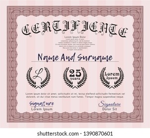 Red Sample Diploma. Easy to print. Modern design. Vector illustration. 