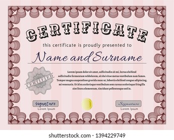 Red Sample Diploma. Easy to print. Elegant design. Customizable, Easy to edit and change colors. 