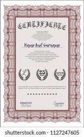 Red Sample Diploma. Good design. Vector illustration. With quality background. 