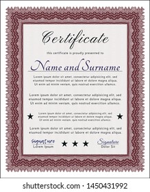 Red Sample Diploma. Good design. With quality background. Detailed. 
