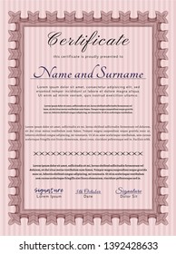 Red Sample Diploma. With guilloche pattern. Customizable, Easy to edit and change colors. Modern design. 