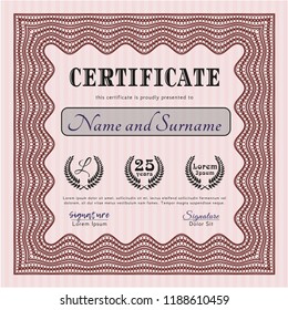 Red Sample Diploma. Modern design. Customizable, Easy to edit and change colors. Complex background. 