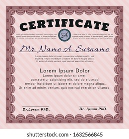 Red Sample Diploma. Modern design. Detailed. With background. 