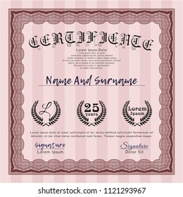 Red Sample Diploma. Money design. Customizable, Easy to edit and change colors. With great quality guilloche pattern. 