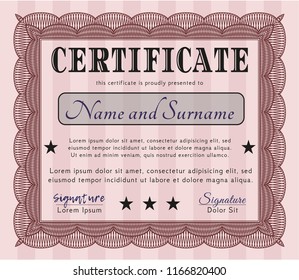 Red Sample Diploma. Money Pattern. With great quality guilloche pattern. Detailed. 