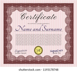 Red Sample Diploma. Money Pattern. Customizable, Easy to edit and change colors. With quality background. 