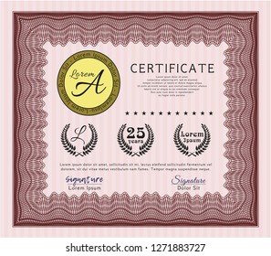 Red Sample Diploma. Money Pattern. With quality background. Customizable, Easy to edit and change colors. 
